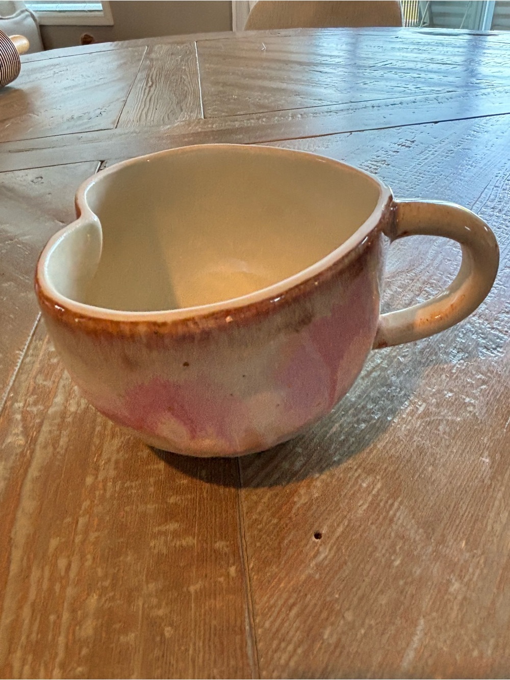 Everecho Handmade Heart Shape Pink Ceramic Bowl/Mug with Gold Detail